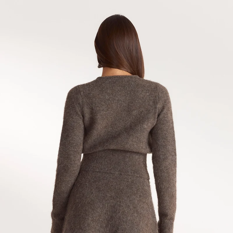Tailierte Strickjacke - Aschbraun