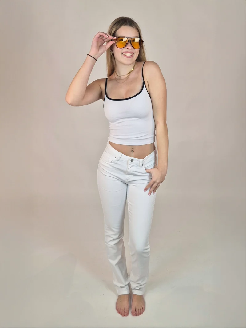 WHITEFIVE - The Unbluejeans - White POWDER, High-Waist, Skinny Fit
