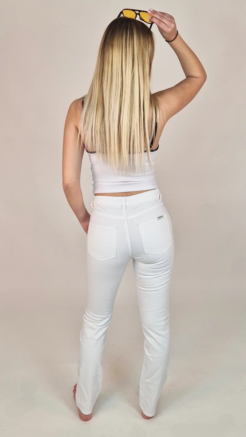 WHITEFIVE - The Unbluejeans - White ALABASTER, Mid-Waist, Slim Fit