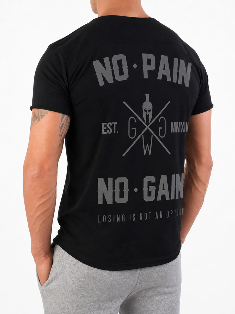Gym T-Shirt 'No Pain No Gain' - Schwarz