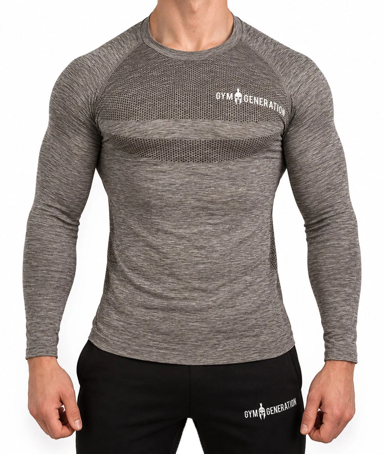 Seamless Langarm Sport Shirt - Taupe