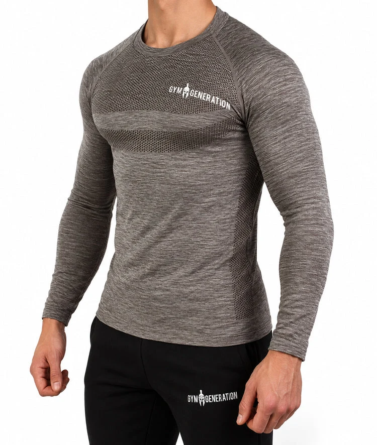 Seamless Langarm Sport Shirt - Taupe