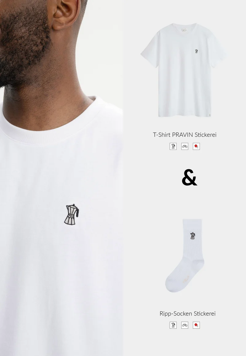 Set Herren T-Shirt PRAVIN Embroidery + Gerippte Socken Stickerei 1er Pack