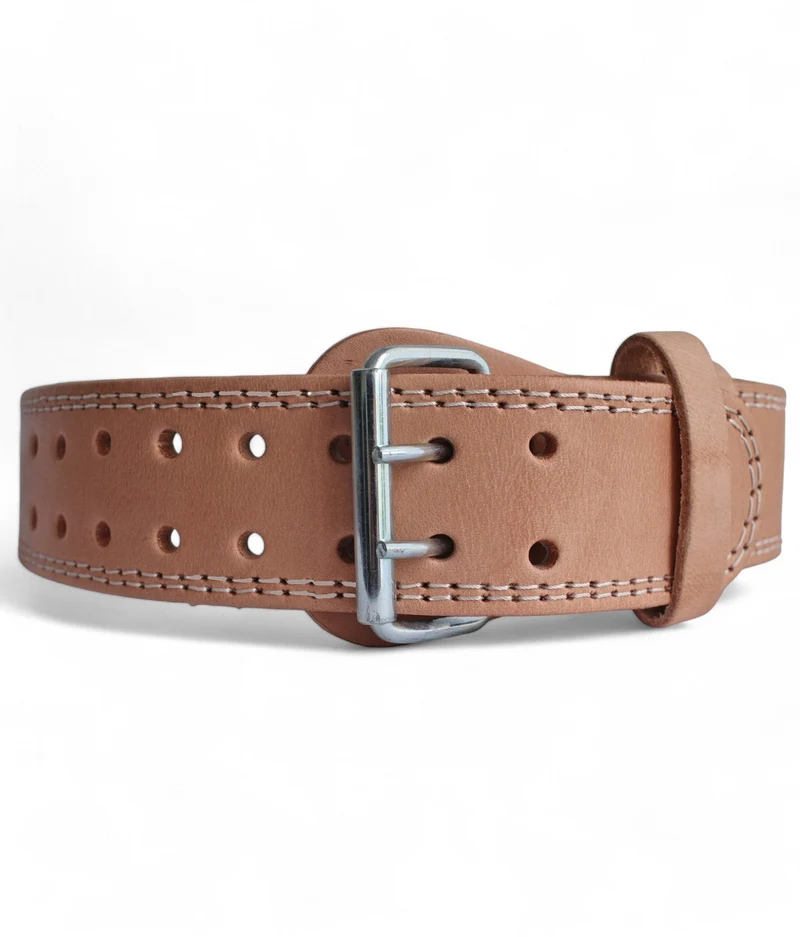 Gewichthebergürtel aus Leder - Beige