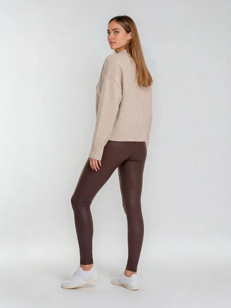 ONLY M - Lether Leggings, Mid-Waist, Skinny Fit, Bordeaux