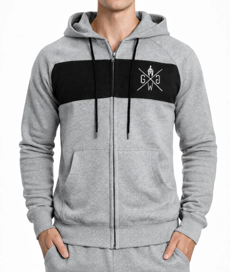 Gym Hoodie mit Reißverschluss 'Legacy' - Grau