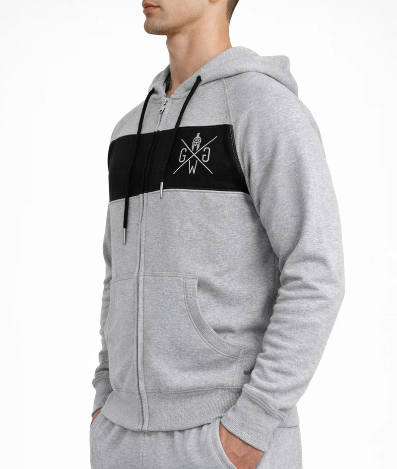 Gym Hoodie mit Reißverschluss 'Legacy' - Grau