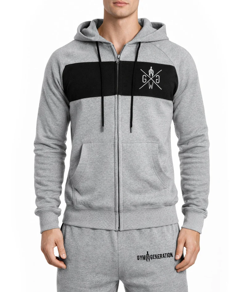Gym Hoodie mit Reißverschluss 'Legacy' - Grau