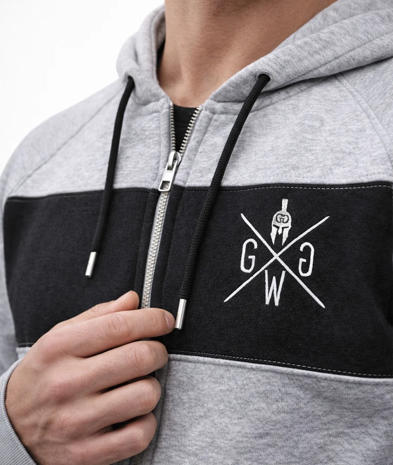 Gym Hoodie mit Reißverschluss 'Legacy' - Grau