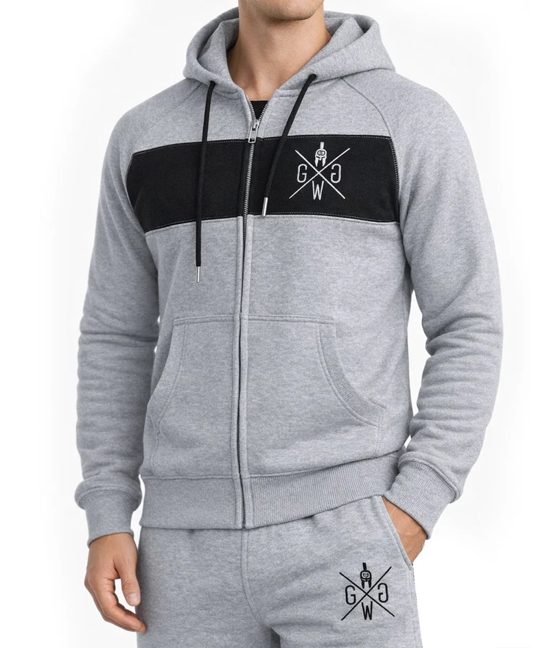 Gym Hoodie mit Reißverschluss 'Legacy' - Grau
