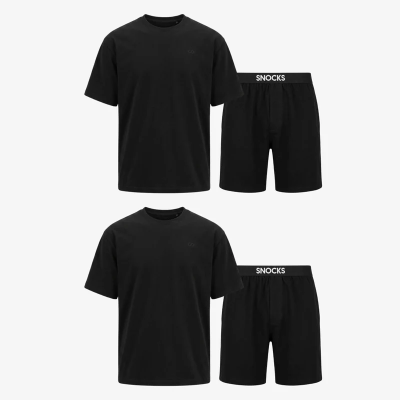 Schlafanzug Set Herren kurz | Schwarz