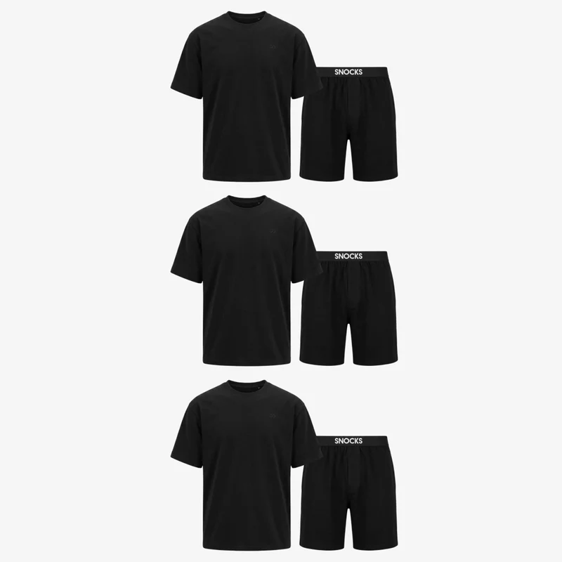 Schlafanzug Set Herren kurz | Schwarz