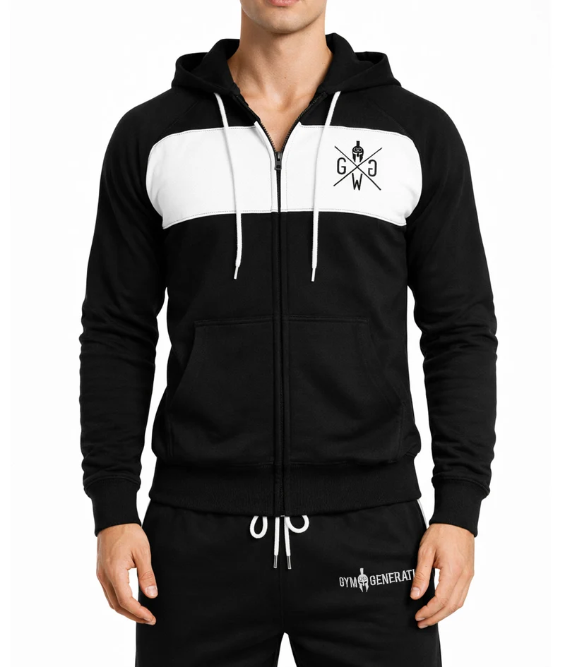 Gym Hoodie mit Reißverschluss 'Legacy' - Schwarz