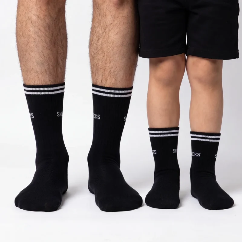 Hohe Sportsocken mit Streifen Kinder | Schwarz