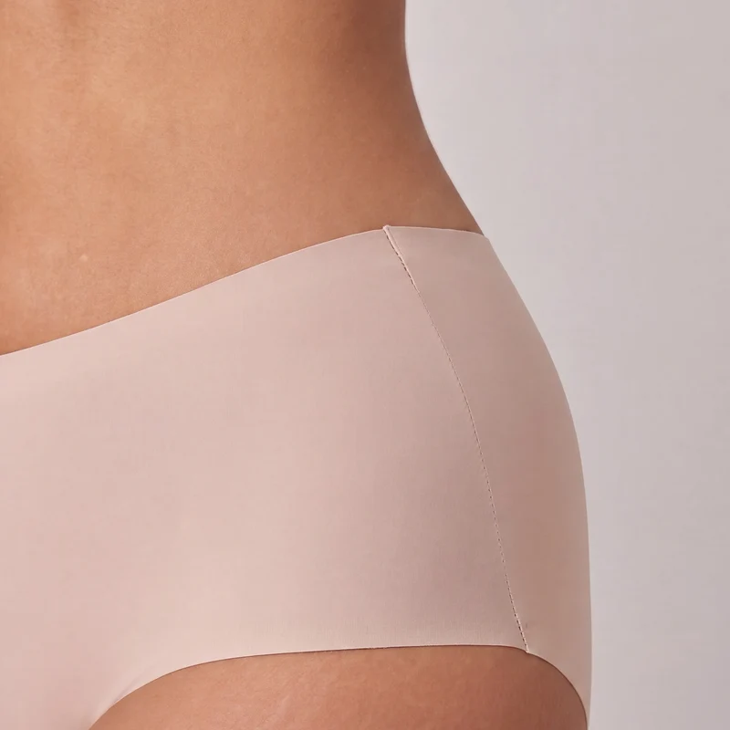Microfiber High Waist Seamless Hipster | Beige