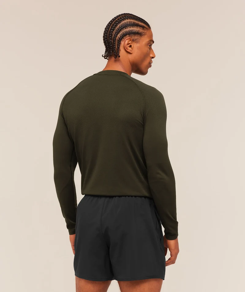 Gymshark Vital Seamless Long Sleeve T-Shirt - Strength Green/Canvas Green