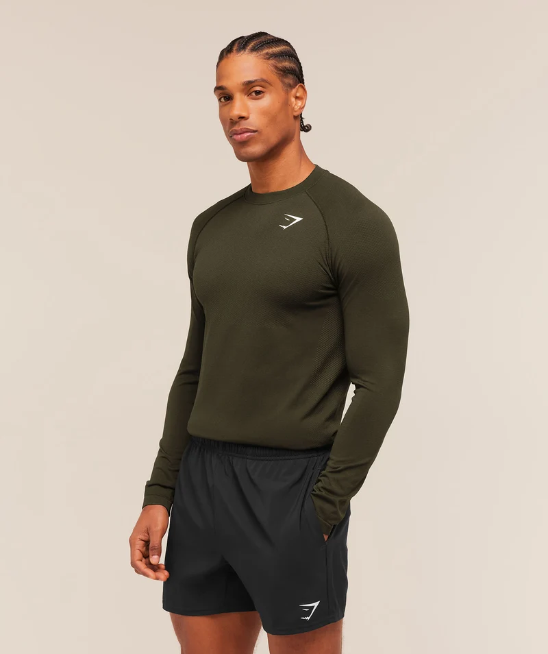 Gymshark Vital Seamless Long Sleeve T-Shirt - Strength Green/Canvas Green