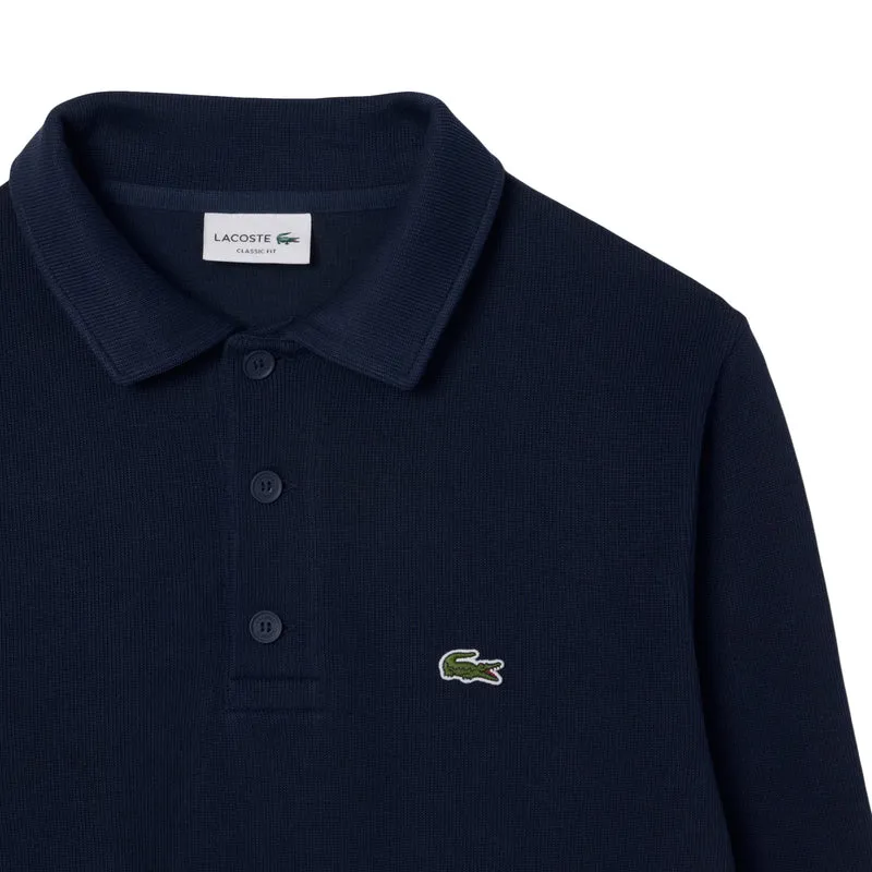 Lacoste Ribbed Cotton Polo Collar Sweatshirt