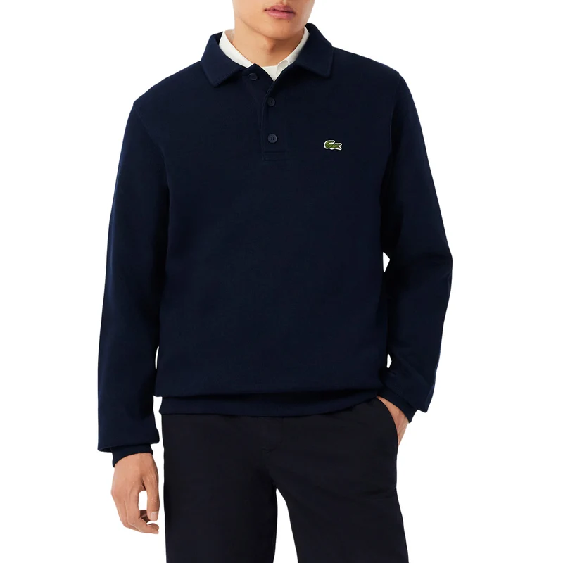 Lacoste Ribbed Cotton Polo Collar Sweatshirt