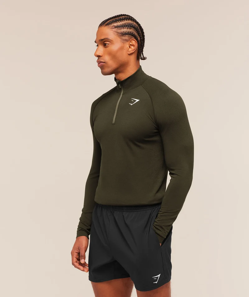 Gymshark Vital Seamless 1/4 Zip - Strength Green/Canvas Green