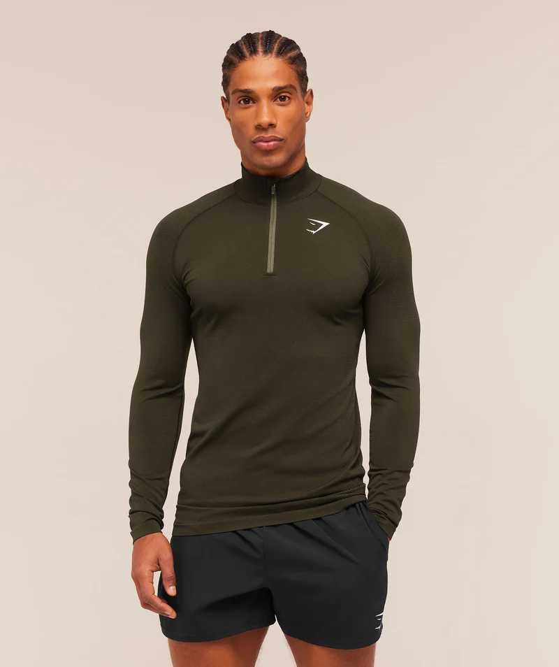 Gymshark Vital Seamless 1/4 Zip - Strength Green/Canvas Green