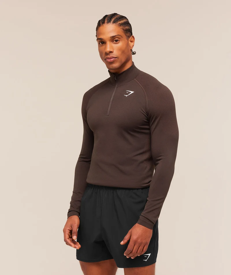 Gymshark Vital Seamless 1/4 Zip - Walnut Brown/Espresso Brown