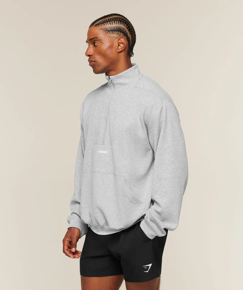 Gymshark Train 1/4 Zip - Light Grey Core Marl