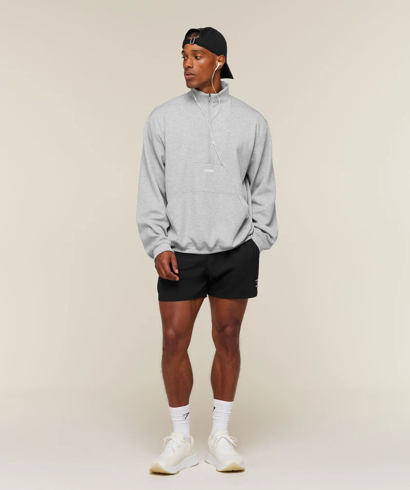 Gymshark Train 1/4 Zip - Light Grey Core Marl