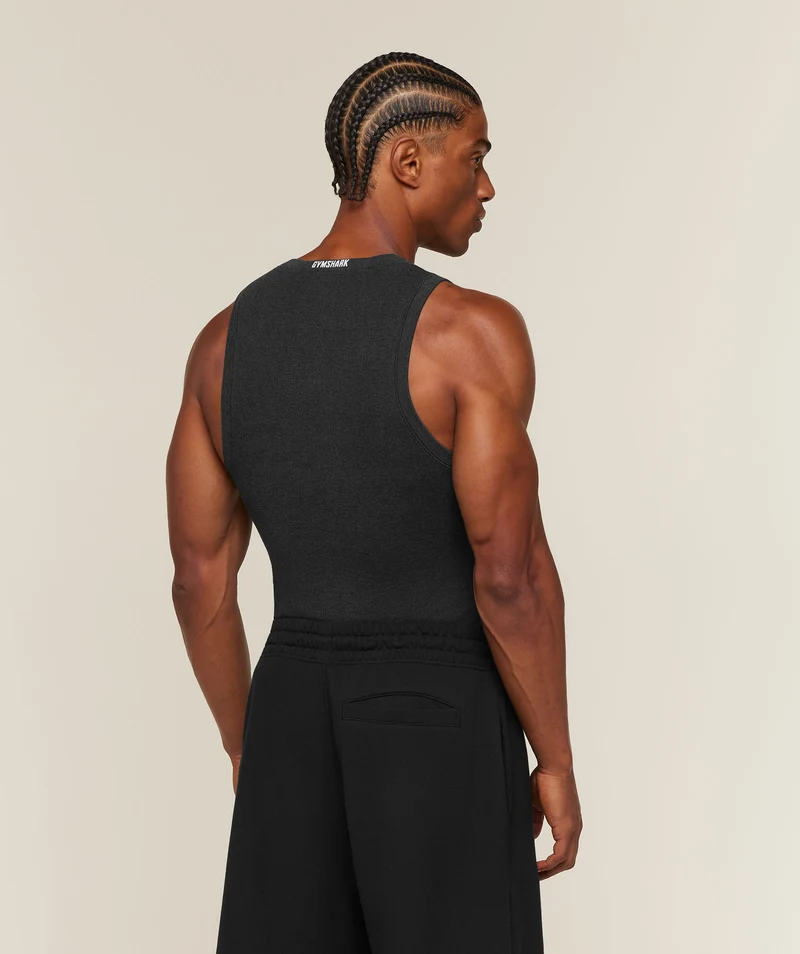 Gymshark Cotton Seamless Sleeveless Top - Black Marl