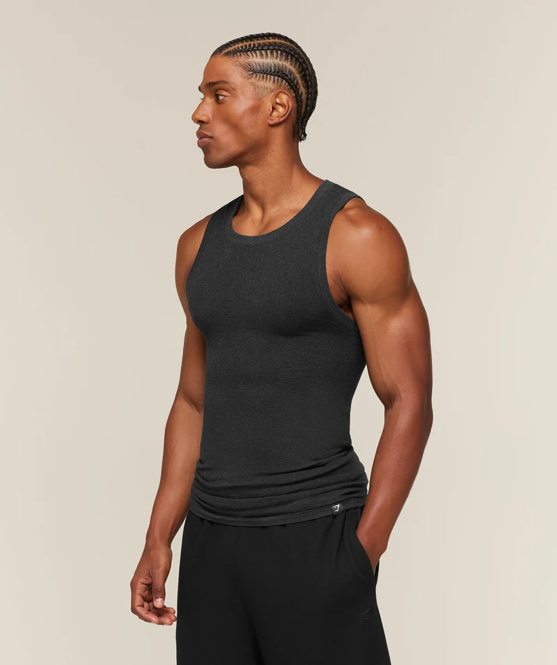 Gymshark Cotton Seamless Sleeveless Top - Black Marl