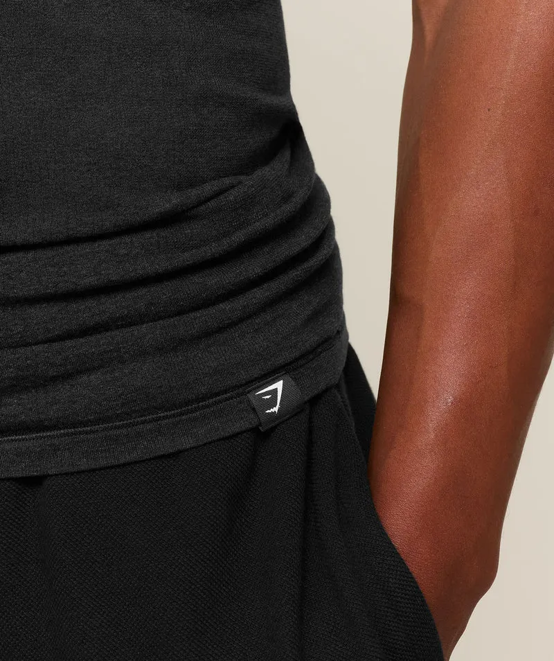 Gymshark Cotton Seamless Sleeveless Top - Black Marl