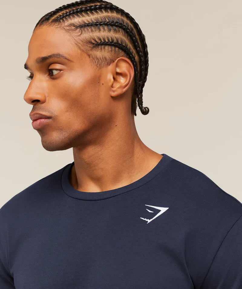 Gymshark Crest Long Sleeve T-Shirt - Heavy Blue