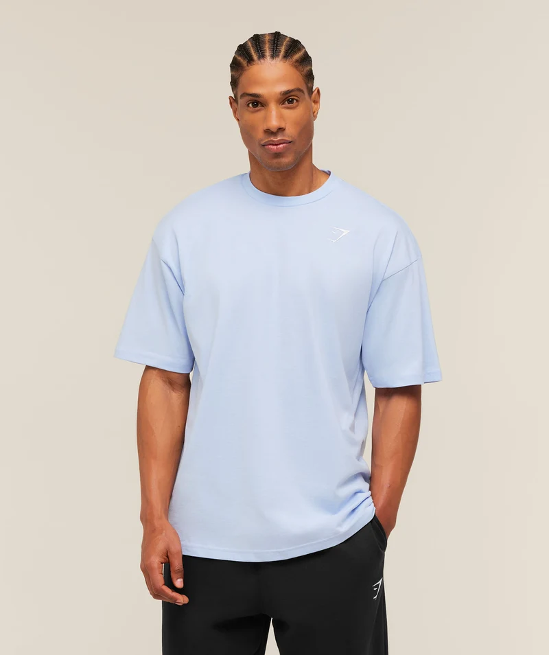 Gymshark Crest Oversized T-Shirt - Tranquil Blue