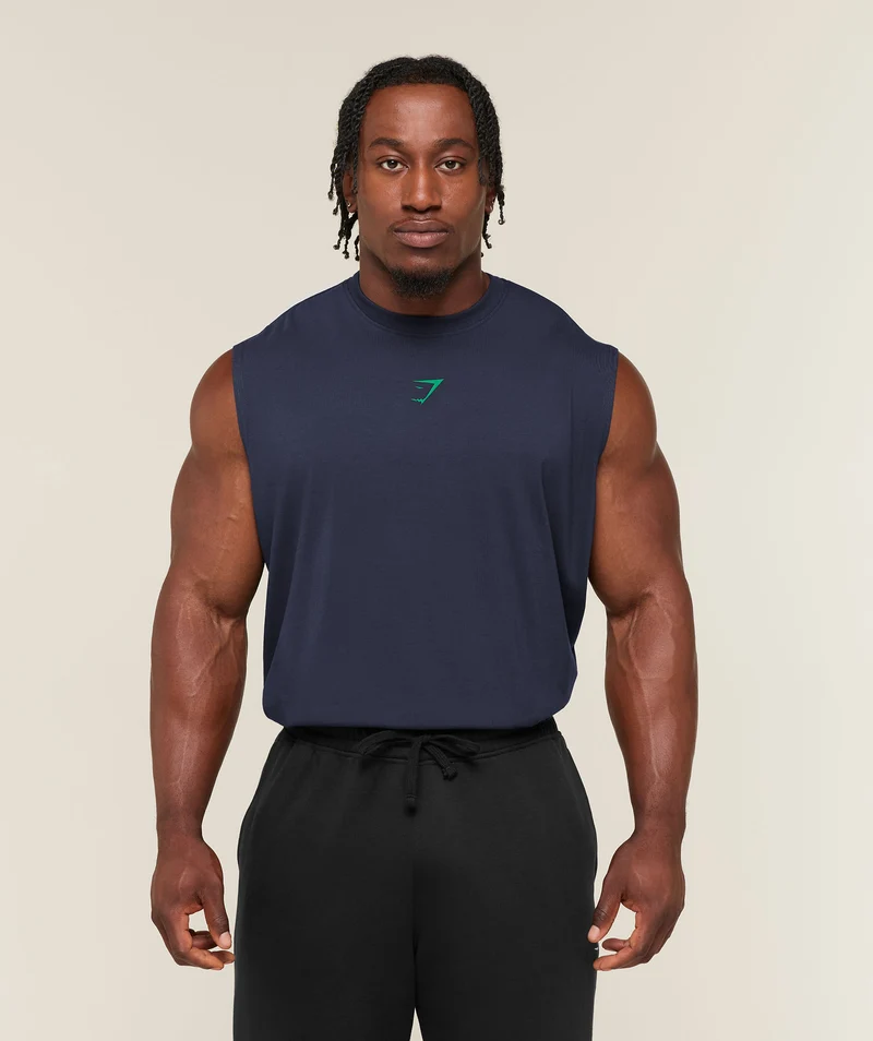 Gymshark Power Cut Off Tank - Heavy Blue/Track Green