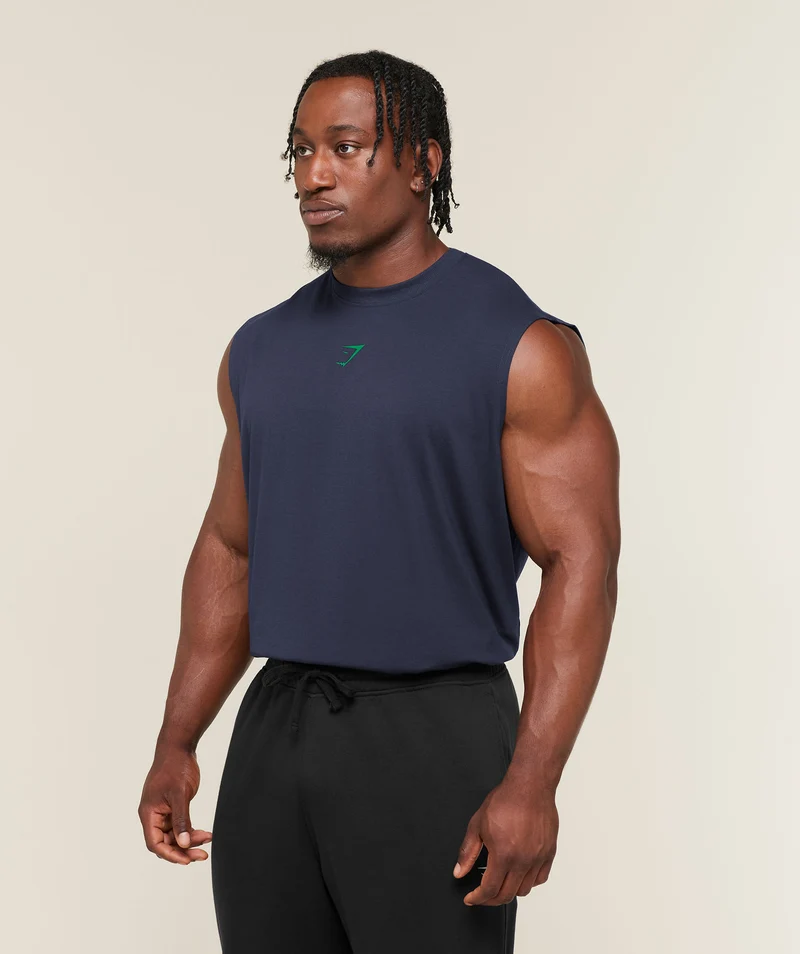 Gymshark Power Cut Off Tank - Heavy Blue/Track Green