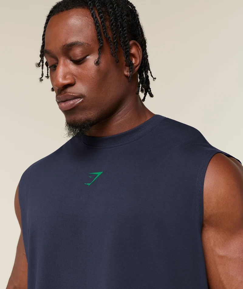 Gymshark Power Cut Off Tank - Heavy Blue/Track Green