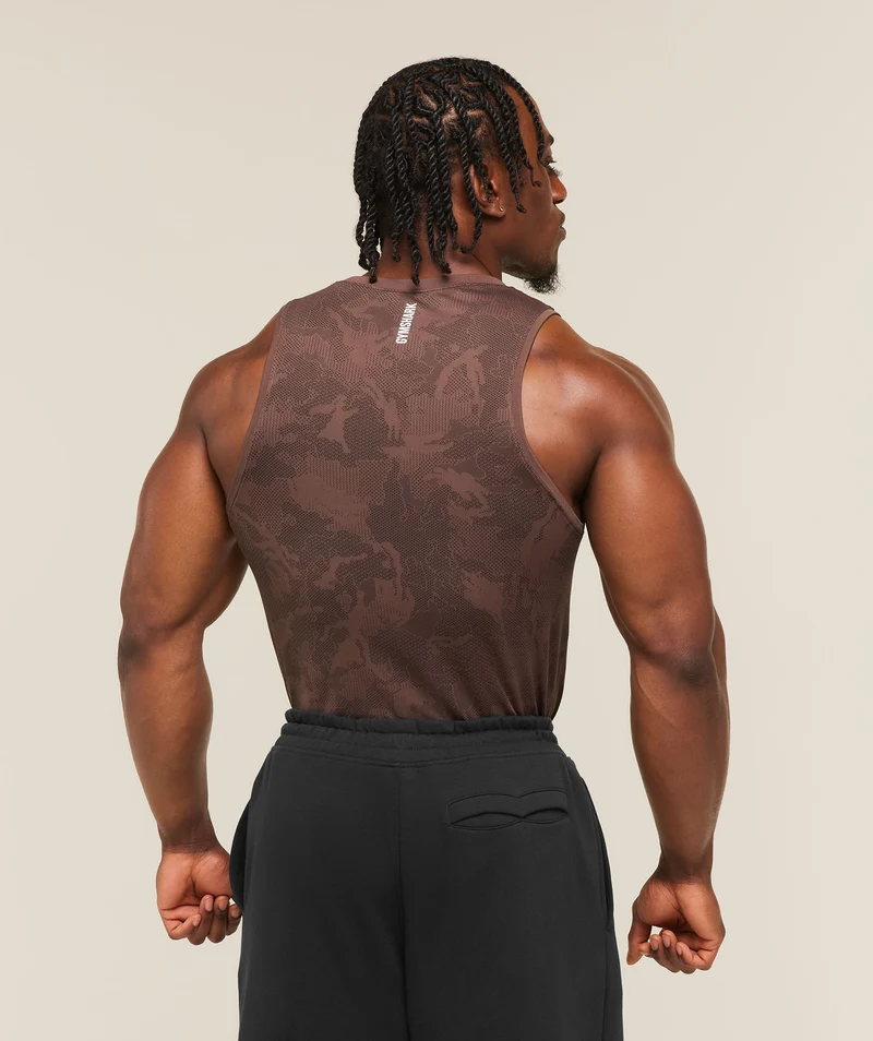Gymshark Geo Seamless Tank - Espresso Brown/Black