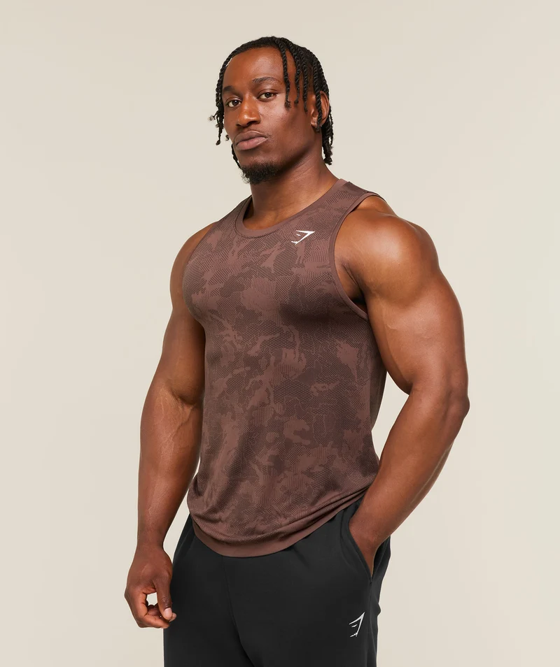 Gymshark Geo Seamless Tank - Espresso Brown/Black