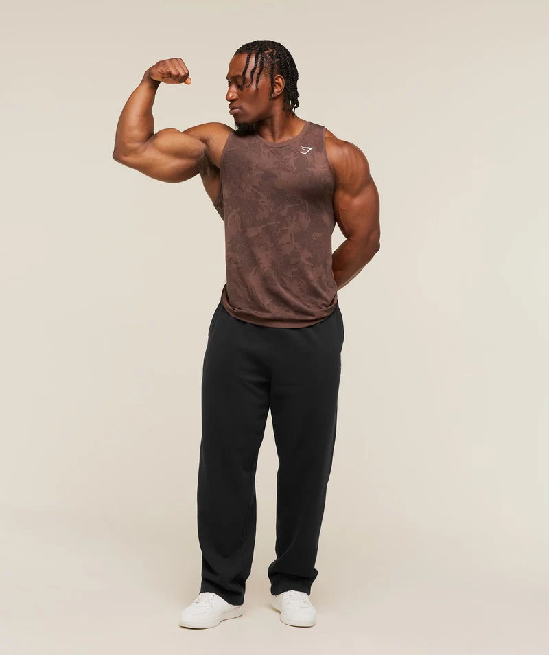 Gymshark Geo Seamless Tank - Espresso Brown/Black
