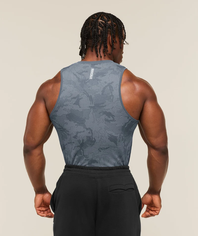 Gymshark Geo Seamless Tank - Shadow Blue/Tranquil Blue