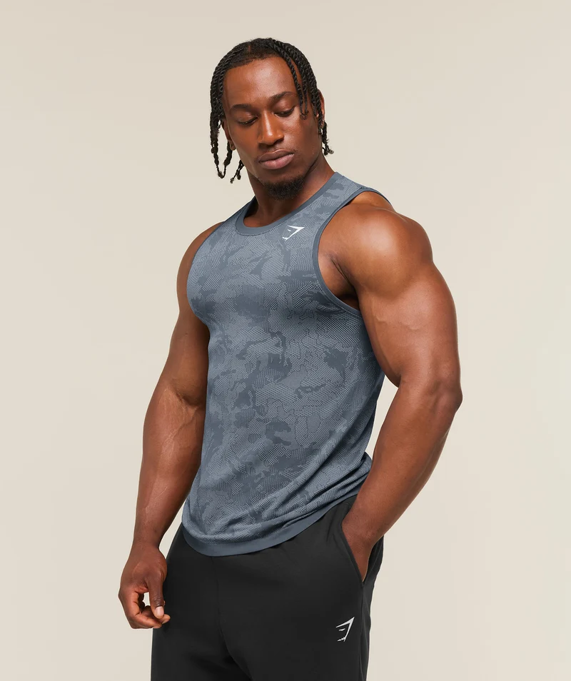 Gymshark Geo Seamless Tank - Shadow Blue/Tranquil Blue