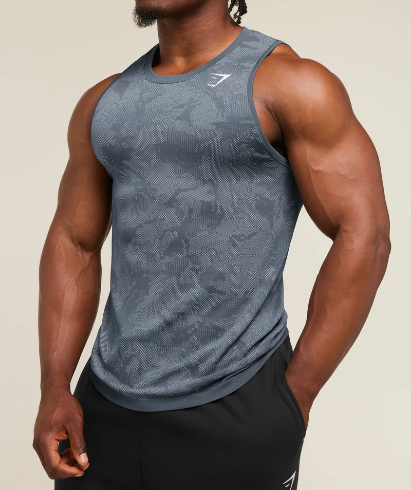Gymshark Geo Seamless Tank - Shadow Blue/Tranquil Blue