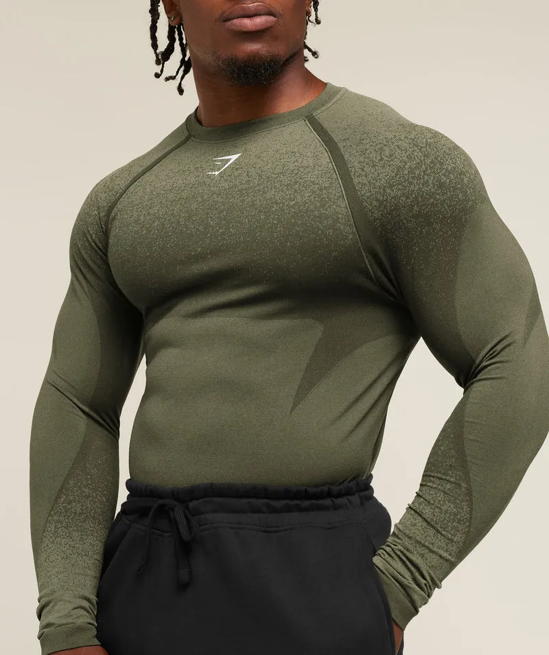 Gymshark Shadow Seamless Long Sleeve T-Shirt - Core Olive