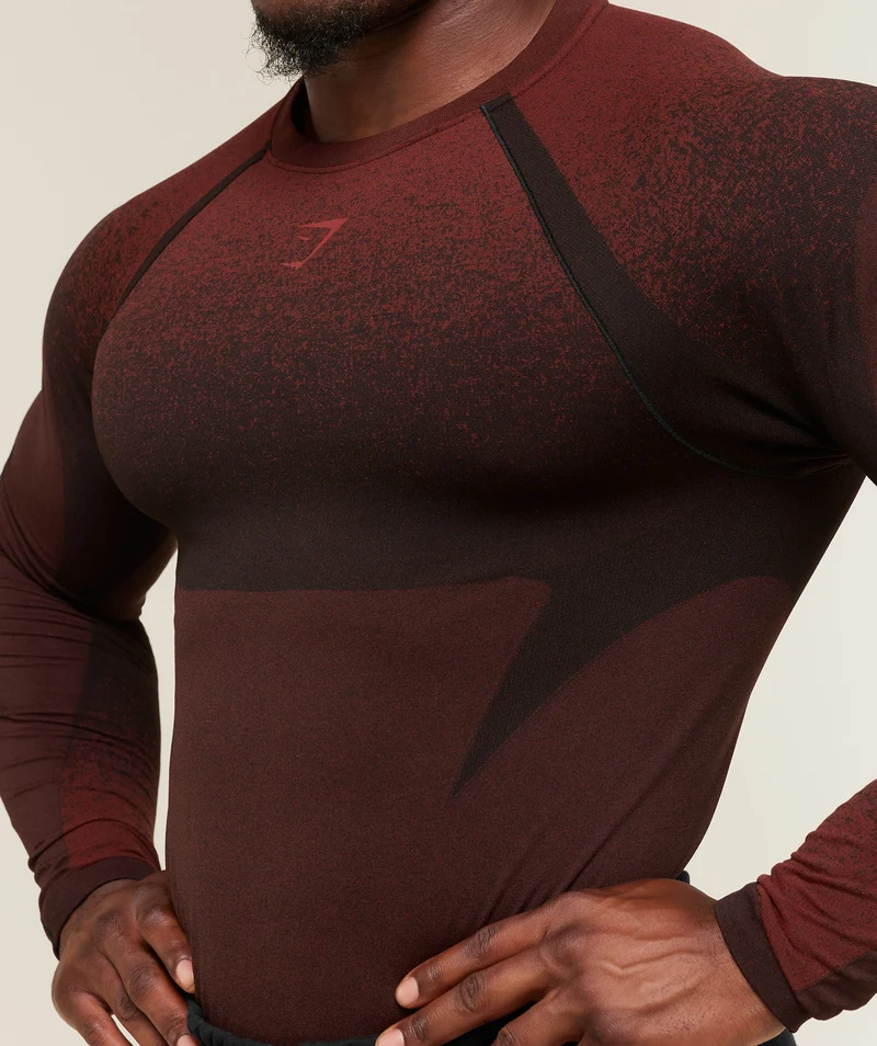 Gymshark Shadow Seamless Long Sleeve T-Shirt - Sets Red