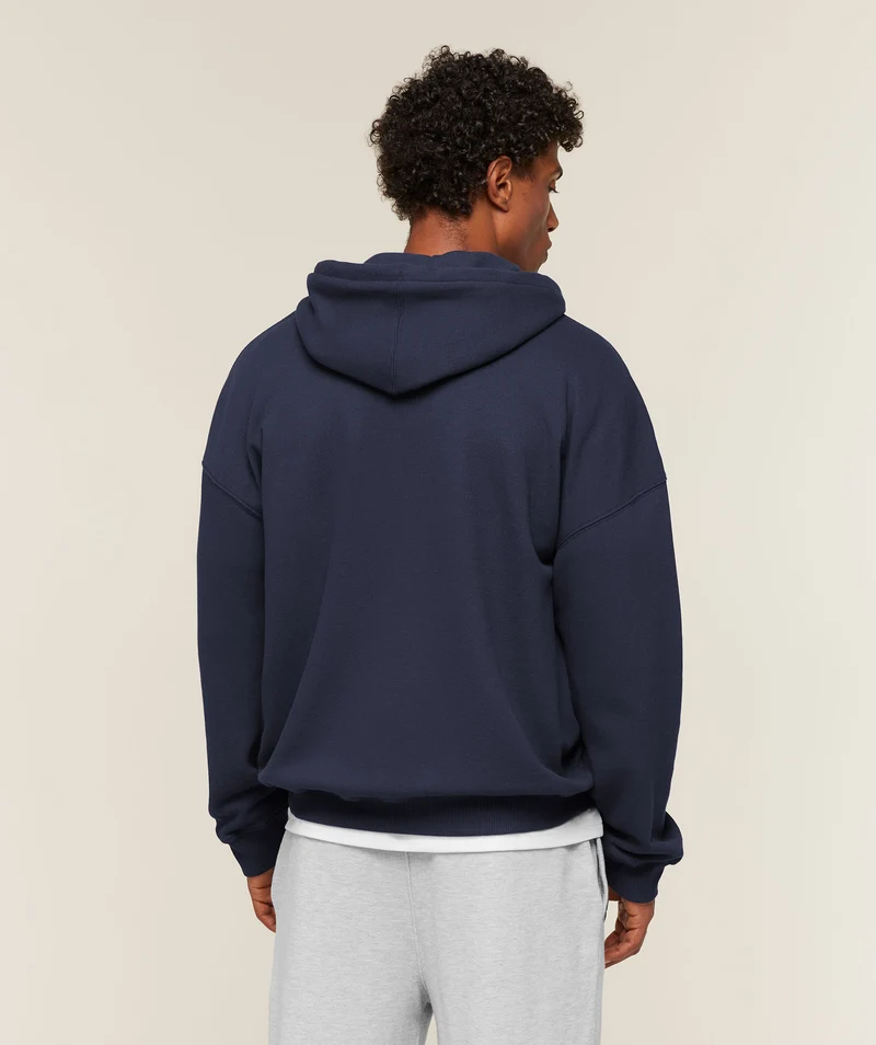 Gymshark Campus Crest Zip Through Hoodie - Heavy Blue