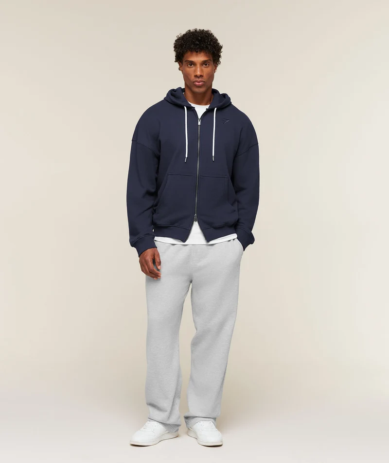 Gymshark Campus Crest Zip Through Hoodie - Heavy Blue