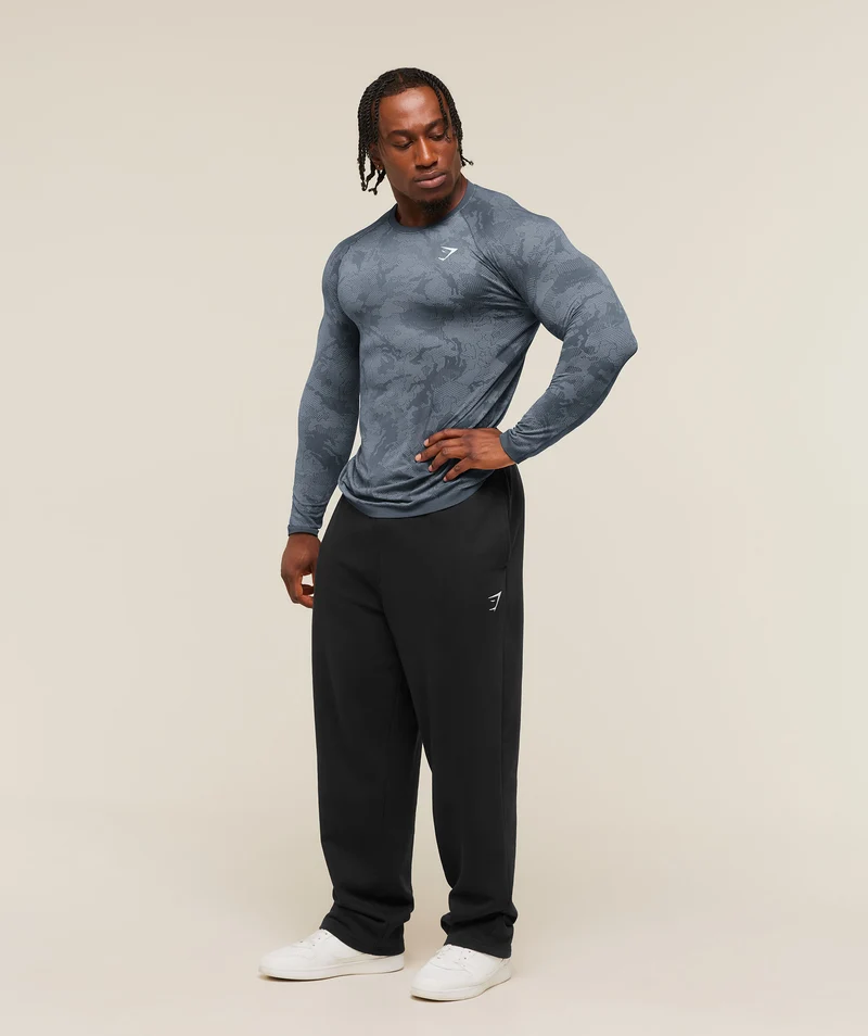 Gymshark Geo Seamless Long Sleeve T-Shirt - Shadow Blue/Tranquil Blue