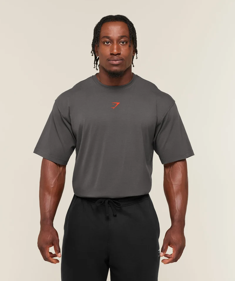 Gymshark Power T-Shirt - Onyx Grey/Bold Orange