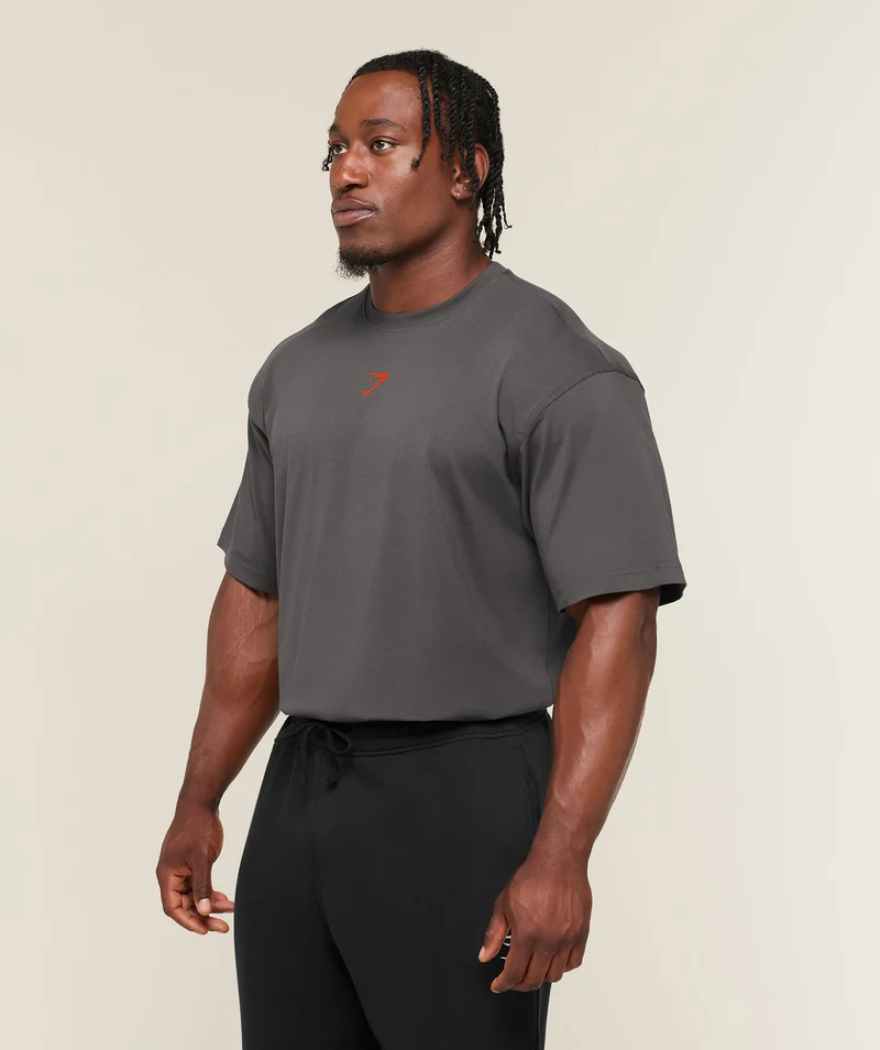 Gymshark Power T-Shirt - Onyx Grey/Bold Orange