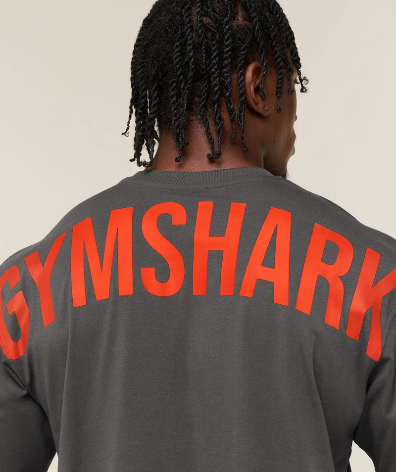 Gymshark Power T-Shirt - Onyx Grey/Bold Orange